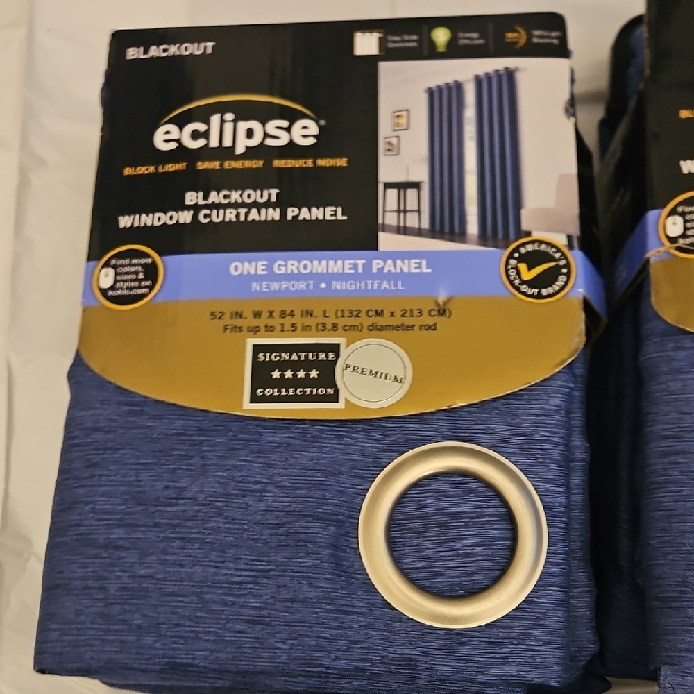 Eclipse Newport Nightfall Blue Curtain 3 Pack !! Blackout 52×84